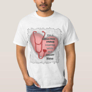 Red Geriatric Nurse Heart  T-Shirt