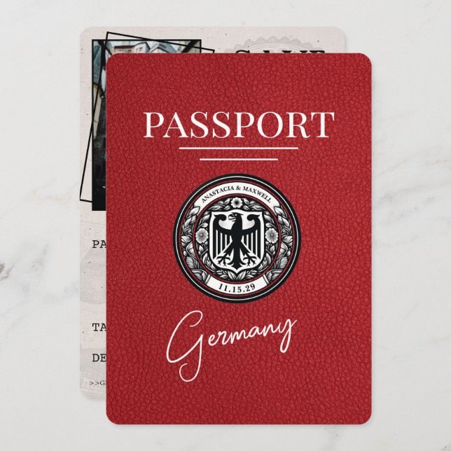 Red Germany Passport Save The Date (Front/Back)