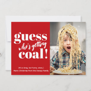 Red Getting Coal Funny Photo Christmas Card