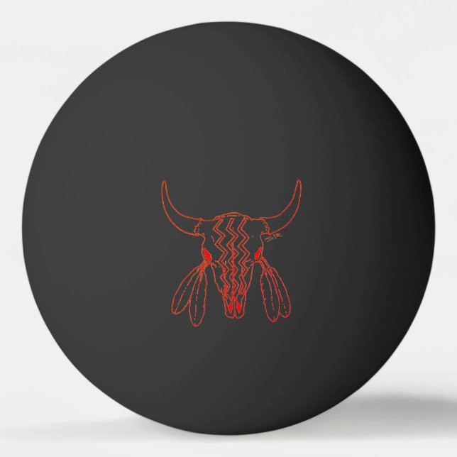 Red Ghost Dance Buffalo 1 star blk ping pong ball (Front)