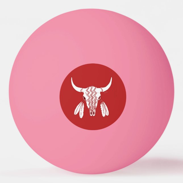 Red Ghost Dance Buffalo 1 star glow ping pong ball (Front)