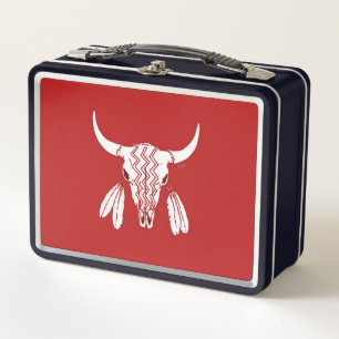 Red Ghost Dance Buffalo black lunchbox