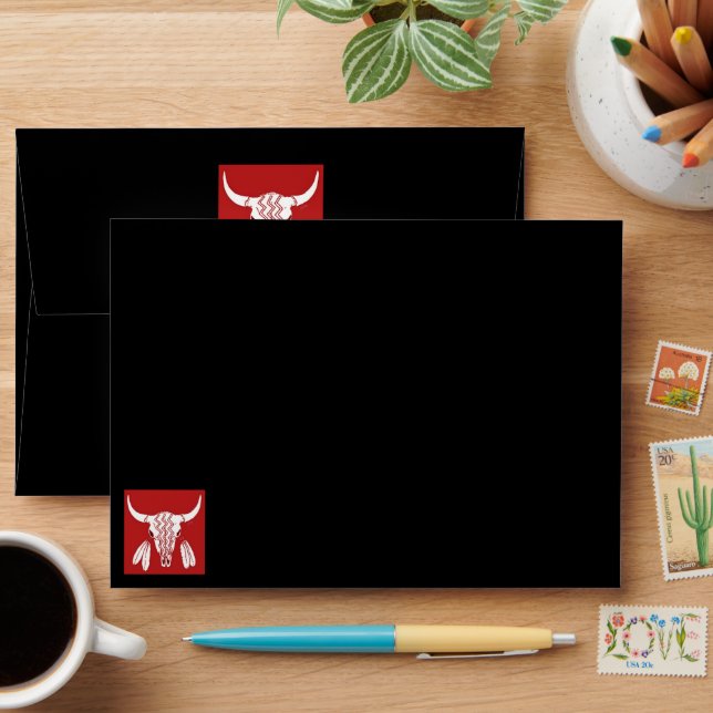 Red Ghost Dance Buffalo black standard envelopes (Desk)