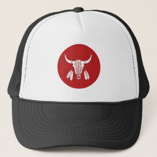 Red Ghost Dance Buffalo black trucker hat
