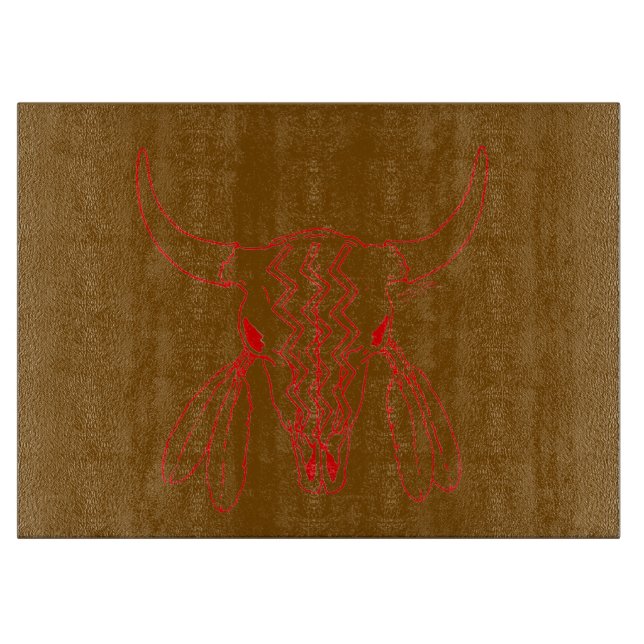 Red Ghost Dance Buffalo brown cutting board (Front)