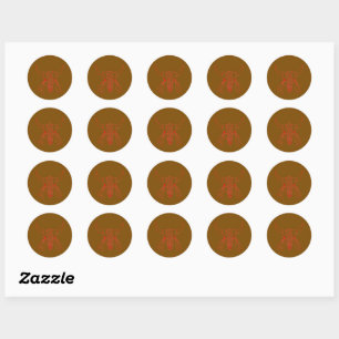 Red Ghost Dance Buffalo brown round small stickers