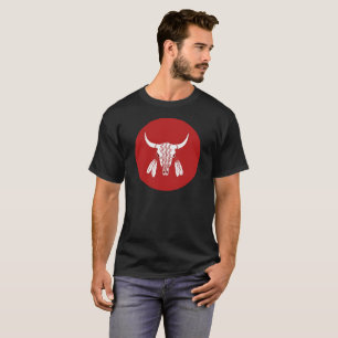 Red Ghost Dance Buffalo circle black t-shirt