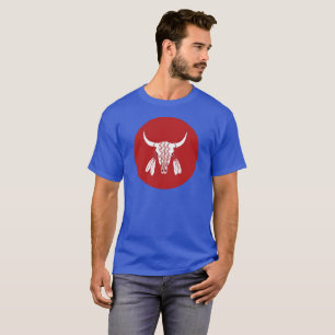 Red Ghost Dance Buffalo circle blue t-shirt
