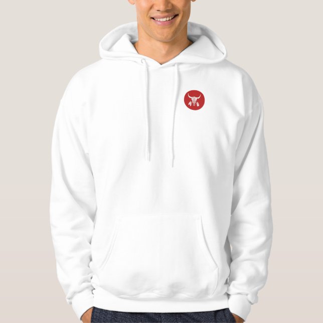 Red Ghost Dance Buffalo circle men white hoodie (Front)