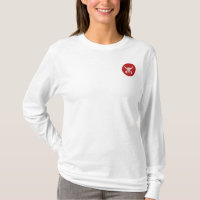 Red Ghost Dance Buffalo circle white long sleeve