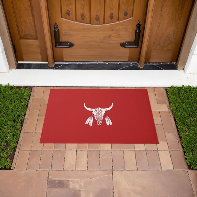 Red Ghost Dance Buffalo doormat (Outdoor)