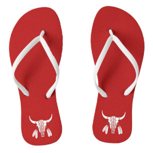 Red Ghost Dance Buffalo flip flops
