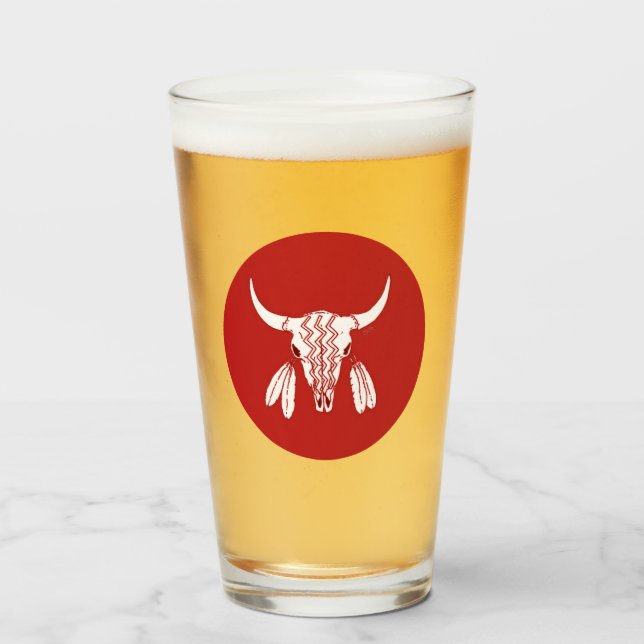 Red Ghost Dance Buffalo glass tumbler (Front Filled)