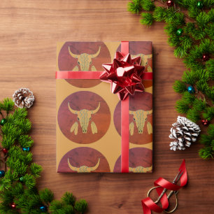 Red Ghost Dance Buffalo glossy wrapping paper