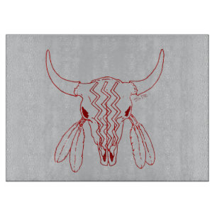 Red Ghost Dance Buffalo gray cutting board