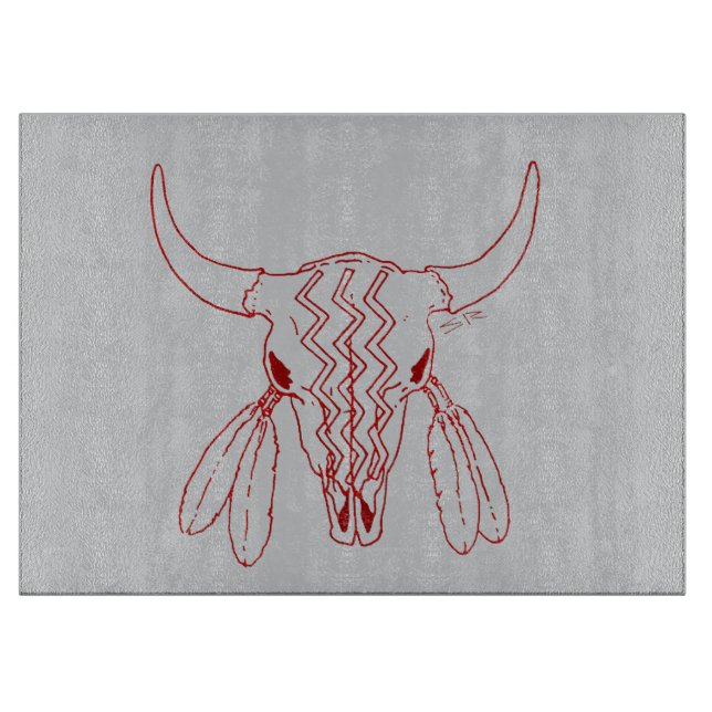 Red Ghost Dance Buffalo gray cutting board (Front)