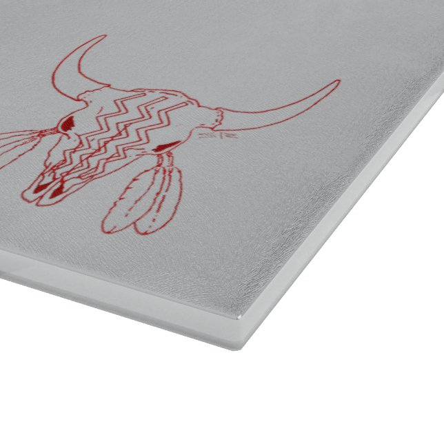 Red Ghost Dance Buffalo gray cutting board (Corner)