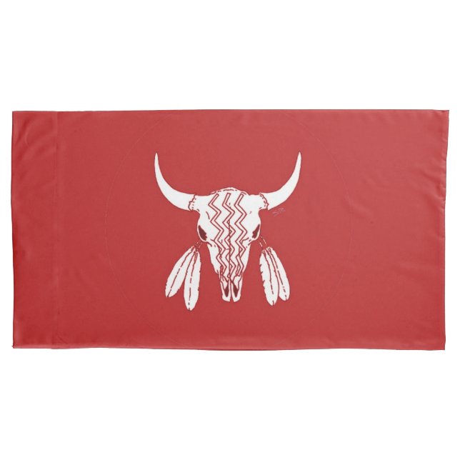 Red Ghost Dance Buffalo king pillowcase (Front)