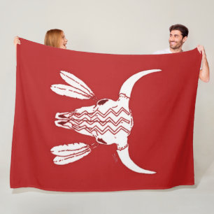 Red Ghost Dance Buffalo large fleece blanket