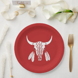 Red Ghost Dance Buffalo large paper plates