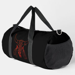 Red Ghost Dance Buffalo line black duffel bag