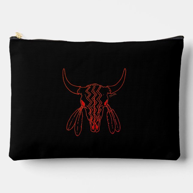 Red Ghost Dance Buffalo line black pouch (Front)
