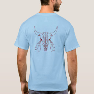 Red Ghost Dance Buffalo line blue t-shirt back