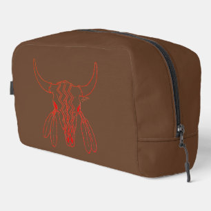 Red Ghost Dance Buffalo line brown dopp kit
