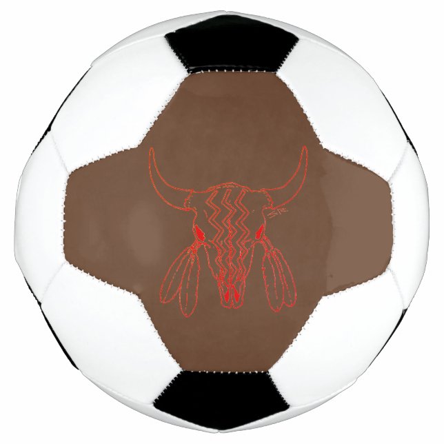 Red Ghost Dance Buffalo line brown soccer ball (Front)