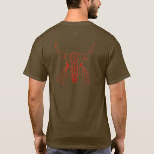 Red Ghost Dance Buffalo line brown t-shirt back