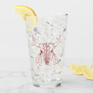 Red Ghost Dance Buffalo line glass tumbler