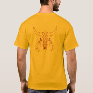 Red Ghost Dance Buffalo line gold t-shirt back