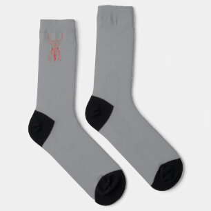 Red Ghost Dance Buffalo line gray premium socks