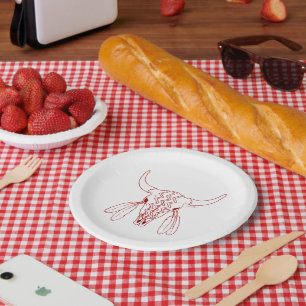 Red Ghost Dance Buffalo line paper plates