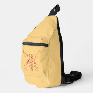 Red Ghost Dance Buffalo line tan sling backpack