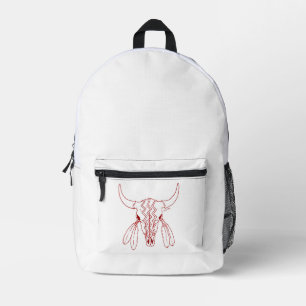 Red Ghost Dance Buffalo line white backpack