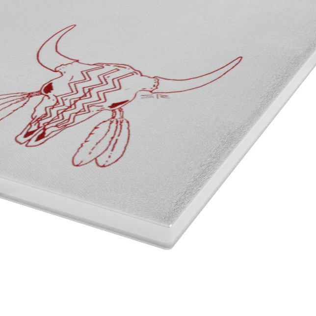 Red Ghost Dance Buffalo line white cutting board (Corner)