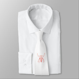 Red Ghost Dance Buffalo line white necktie