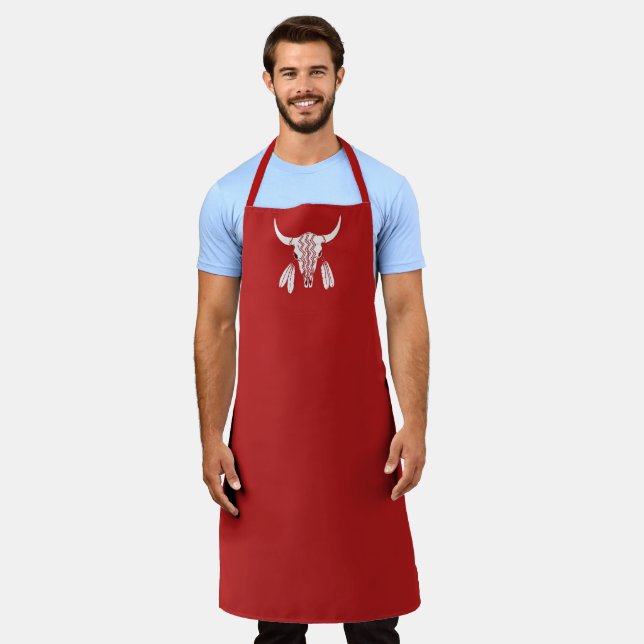 Red Ghost Dance Buffalo red chef apron (Worn)