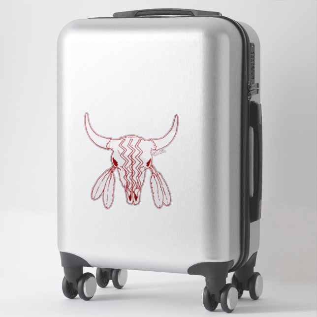 Red Ghost Dance Buffalo red line contour sticker (Suitcase)