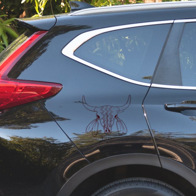 Red Ghost Dance Buffalo red line contour sticker (Car Side)