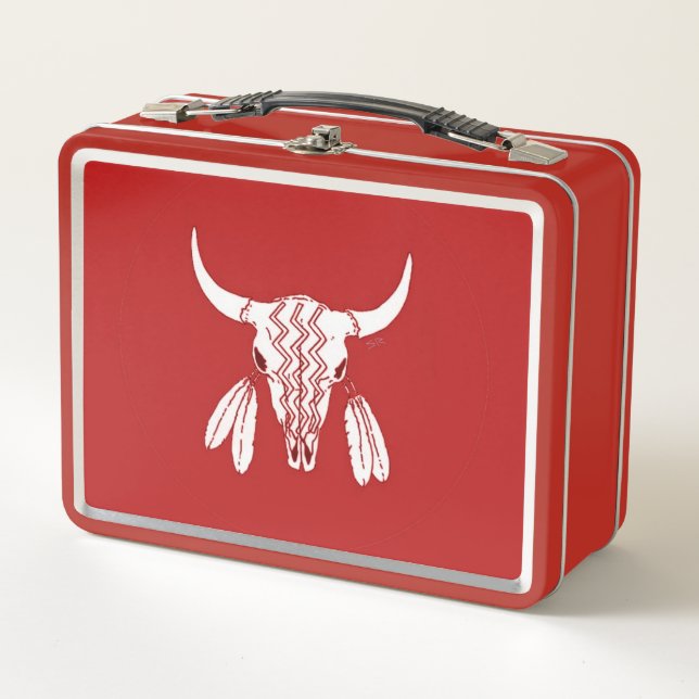 Red Ghost Dance Buffalo red lunchbox (Front)