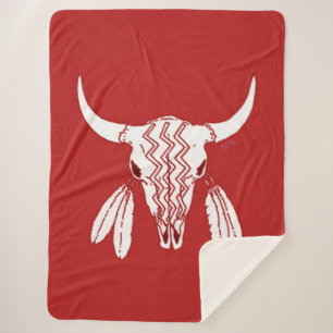 Red Ghost Dance Buffalo sherpa blanket