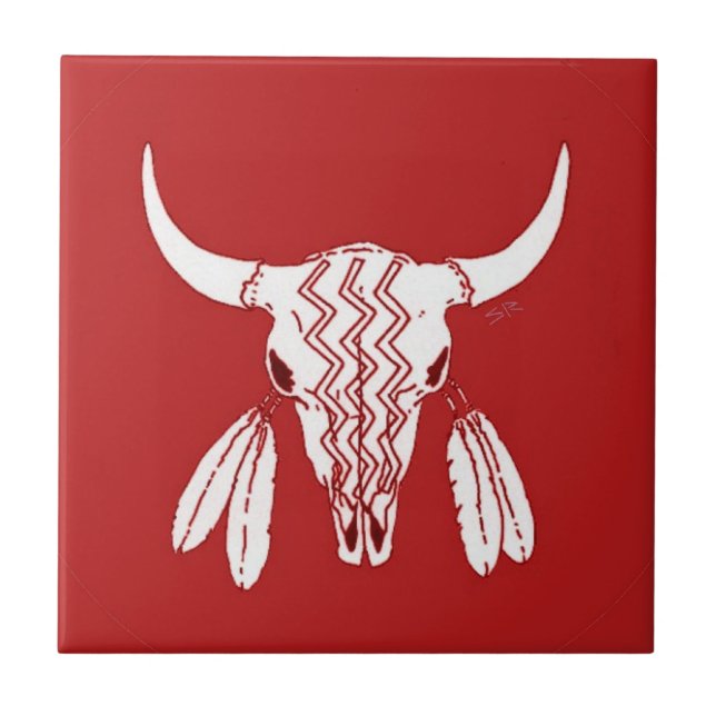 Red Ghost Dance Buffalo small tile closeup (Front)
