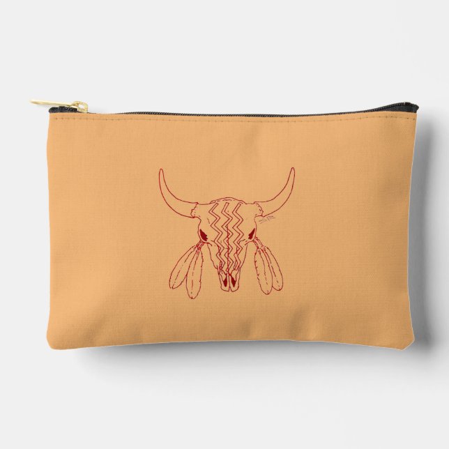 Red Ghost Dance Buffalo tan accessory bag pouch (Front)