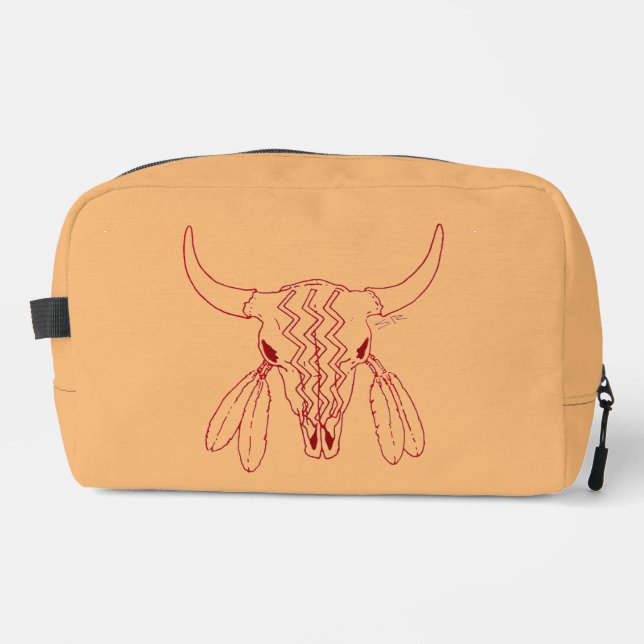 Red Ghost Dance Buffalo tan dopp kit toiletry bag (Front)