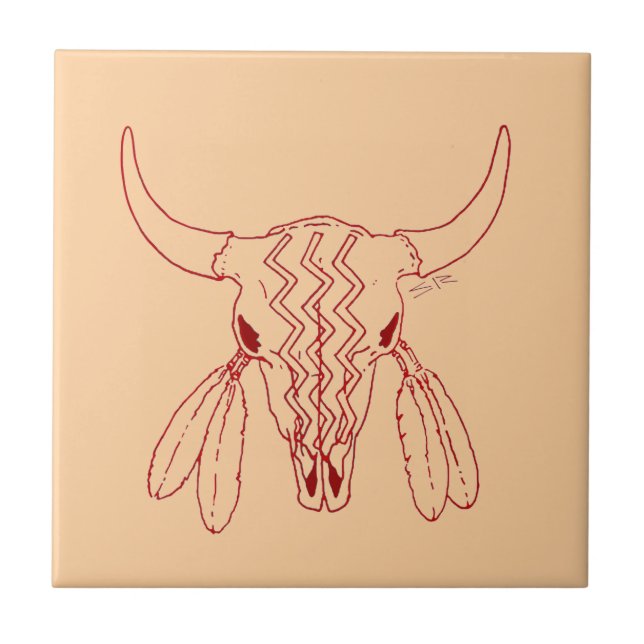 Red Ghost Dance Buffalo tan small tile closeup (Front)