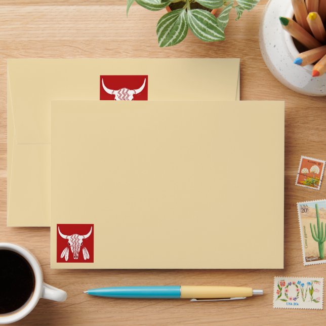 Red Ghost Dance Buffalo tan standard envelopes (Desk)