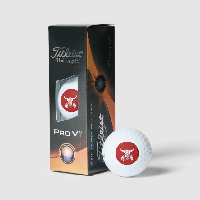 Red Ghost Dance Buffalo Titleist Pro V1 golf balls (Packaging)
