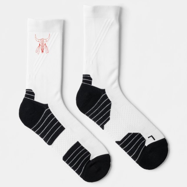 Red Ghost Dance Buffalo white hi performance socks (Right)